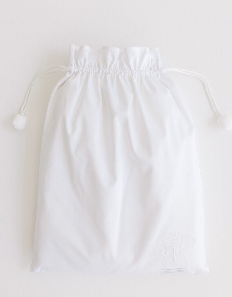 Terry Tots Bathrobe White Jacquard Bows w/Scallop Edge