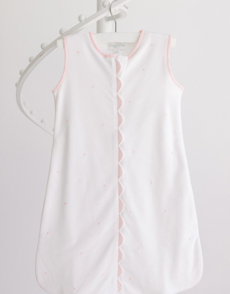 Terry Tots Sleep Sack Pink Embroidered Dots 3M-6M