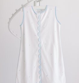 Terry Tots Sleep Sack Blue Embroidered Dots 3M-6M