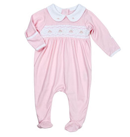 Magnolia Baby SALE Emily Smocked Collared Girl Footie Pink