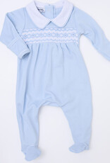Magnolia Baby Hudson Smocked Collared Footie Lt Blue