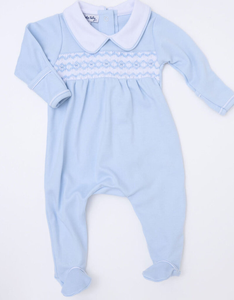 Magnolia Baby Hudson Smocked Collared Footie Lt Blue