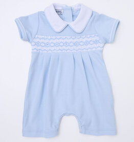 Magnolia Baby Hudson Smocked Collared Short Playsuit Lt Blue