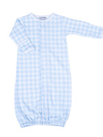 Magnolia Baby Baby Checks Conv Gown Lt Blue