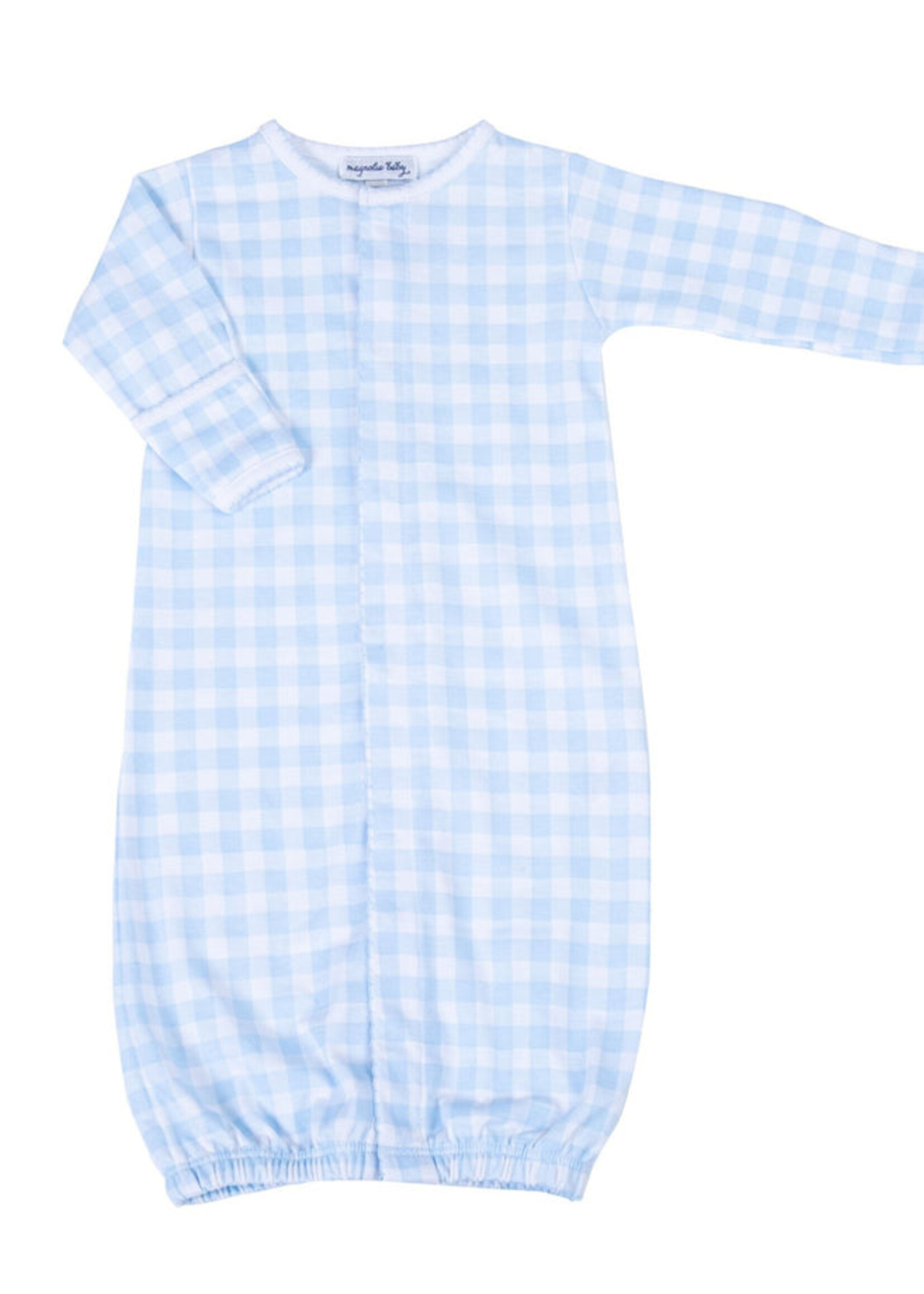 Magnolia Baby Baby Checks Conv Gown Lt Blue
