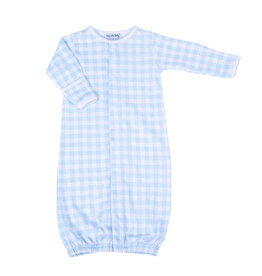 Magnolia Baby Baby Checks Conv Gown Lt Blue