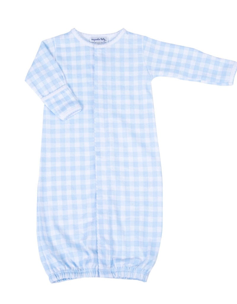 Magnolia Baby Baby Checks Conv Gown Lt Blue