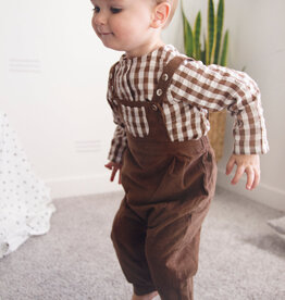 Viverano SALE Gingham Muslin Shirt Corduroy Overall Set