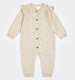 Petit Lem SALE CRÈME POINTELLE BEIGE KNIT PLAYSUIT