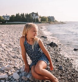Yogababy Navy Floral Razor Back Tank