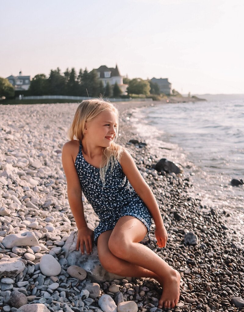 Yogababy Navy Floral Razor Back Tank