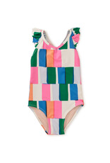 Tea Collection Ruffle One-Piece Swimsuit Copacabana Tile
