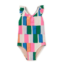 Tea Collection Ruffle One-Piece Swimsuit Copacabana Tile