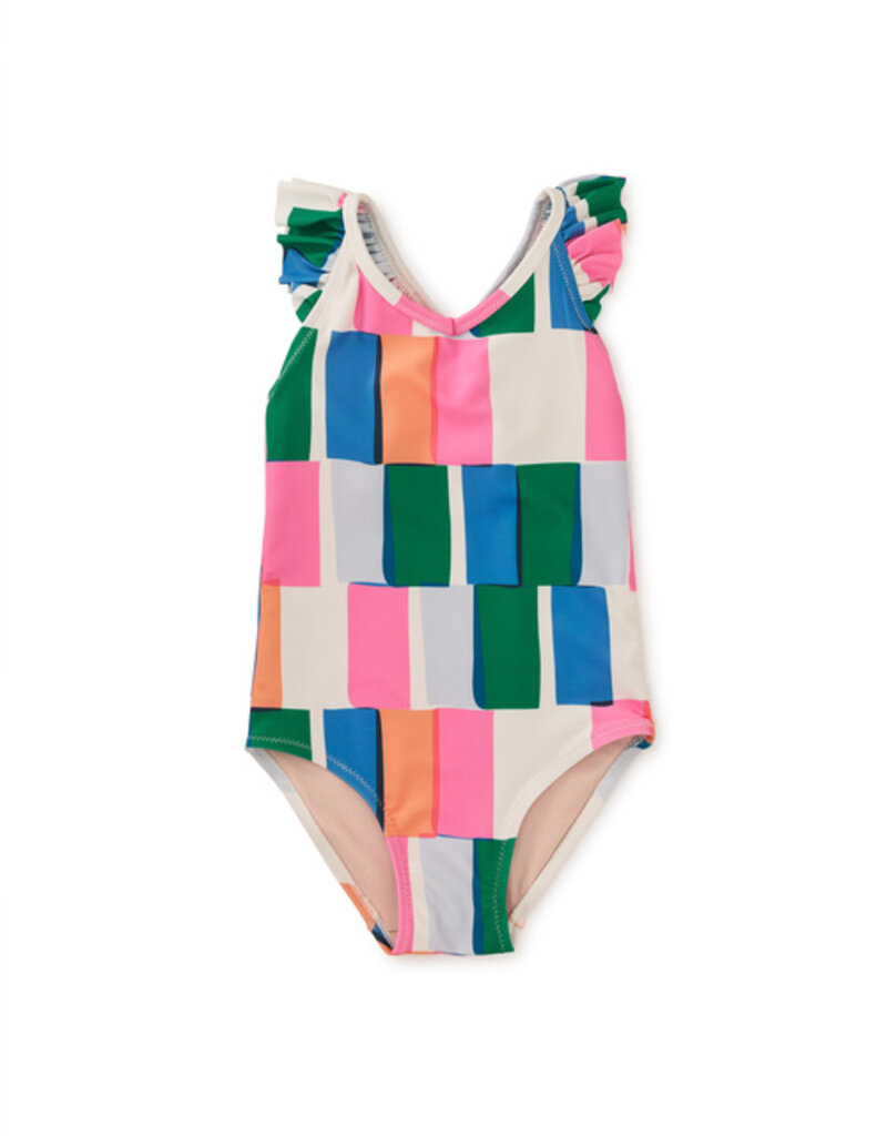 Tea Collection Ruffle One-Piece Swimsuit Copacabana Tile