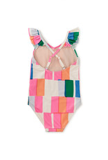 Tea Collection Ruffle One-Piece Swimsuit Copacabana Tile