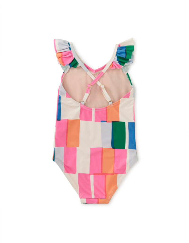 Tea Collection Ruffle One-Piece Swimsuit Copacabana Tile