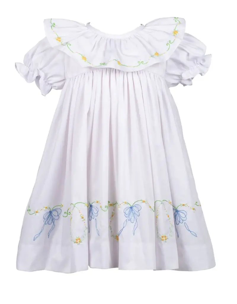 The Proper Peony Beatrice Bow Dress Embroidered
