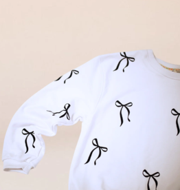 Minimalist Folk Co. White Bows All Over Print Oversized Pullover Adult