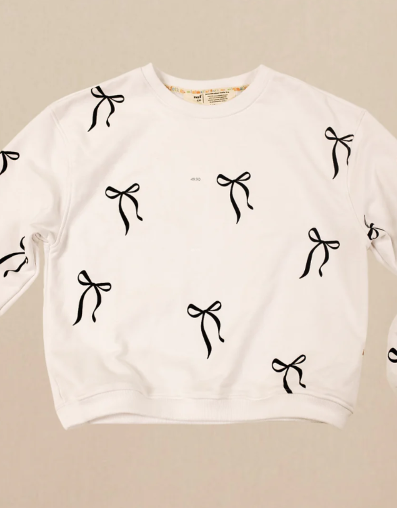 Minimalist Folk Co. White Bows All Over Print Oversized Pullover Adult