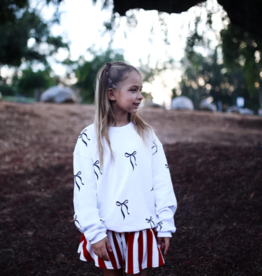 Minimalist Folk Co. White Bows All Over Print Oversized Pullover