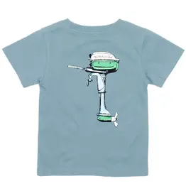 Properly Tied Boat Motor S/S Tee Steel Blue