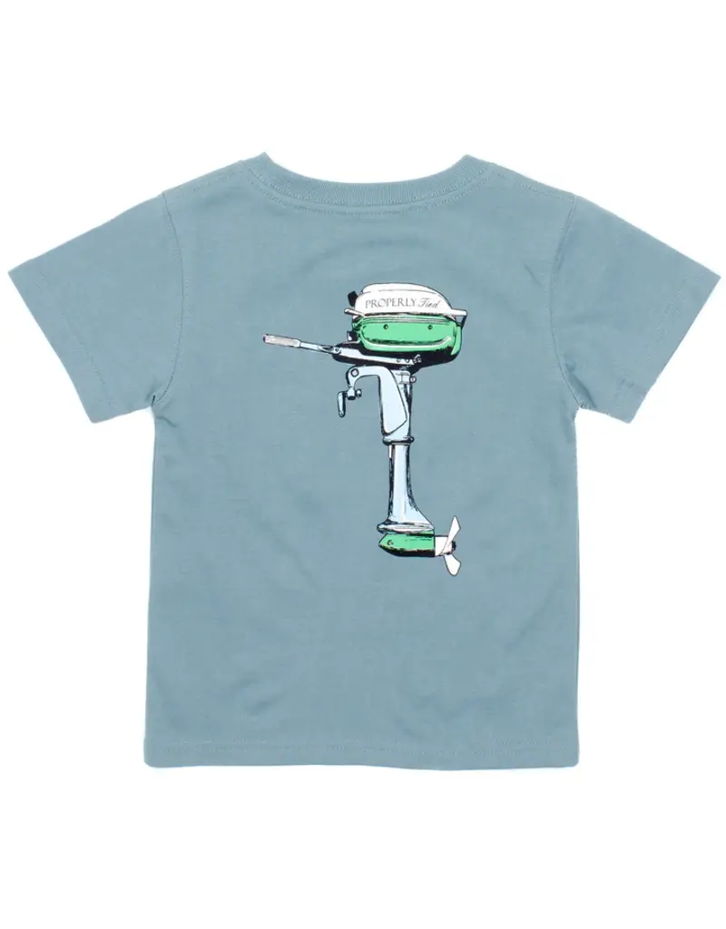 Properly Tied Boat Motor S/S Tee Steel Blue