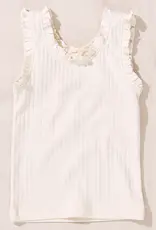 Pink Chicken joy ruffle rib tank cream