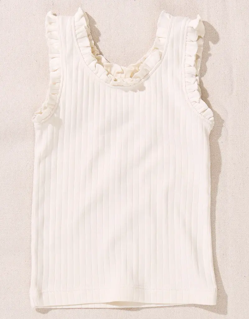 Pink Chicken joy ruffle rib tank cream