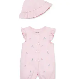 Little Me Rosebuds Romper w/Hat