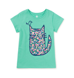 Tea Collection Floral Cat Graphic Tee Turquesa