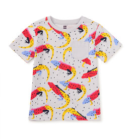 Tea Collection Printed Pocket Tee Iguana a Go Go