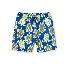 Tea Collection Mid-Length Swim Trunks Tiled Turtles