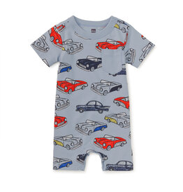 Tea Collection SALE Pocket Shortie Baby Romper Cuban Cars