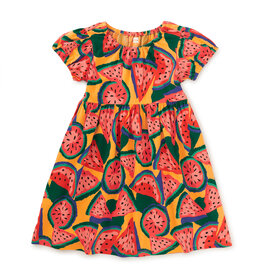 Tea Collection Puff Sleeve Empire Dress Wiggly Watermelons