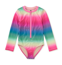 Tea Collection Long Sleeve One-Piece Rainbow Pineapple Stripe
