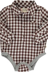 Me & Henry Jasper Woven Onesie Brown Micro Plaid