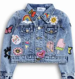Lola and the Boys All About The Patch Crop Denim Jacket