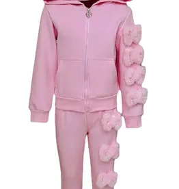 Lola and the Boys Pinkie Velour Bow Track Set