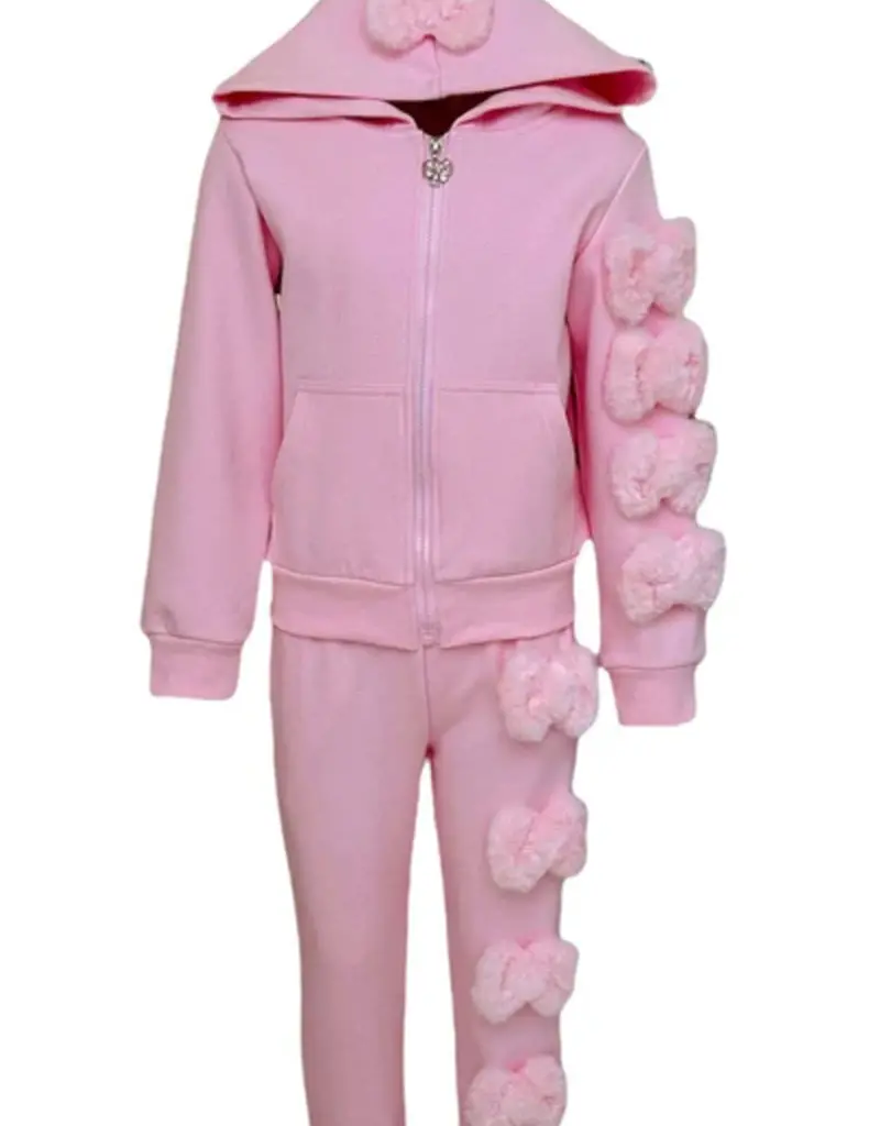 Lola and the Boys Pinkie Velour Bow Track Set