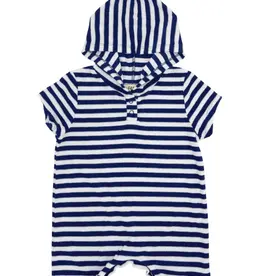 Feather 4 Arrow Finn Baby Hooded Romper Navy/White Stripe