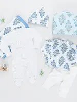 Pink Chicken nesting box take home set blue bouquet floral