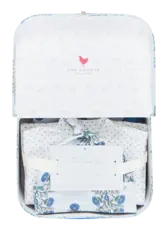 Pink Chicken nesting box take home set blue bouquet floral