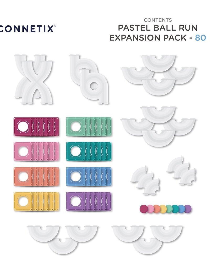 Connetix Pastel Ball Run Expansion Pack 80pc Pastel Blue