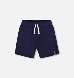 Deux par Deux French Terry Navy Shorts w/Zipper Pockets