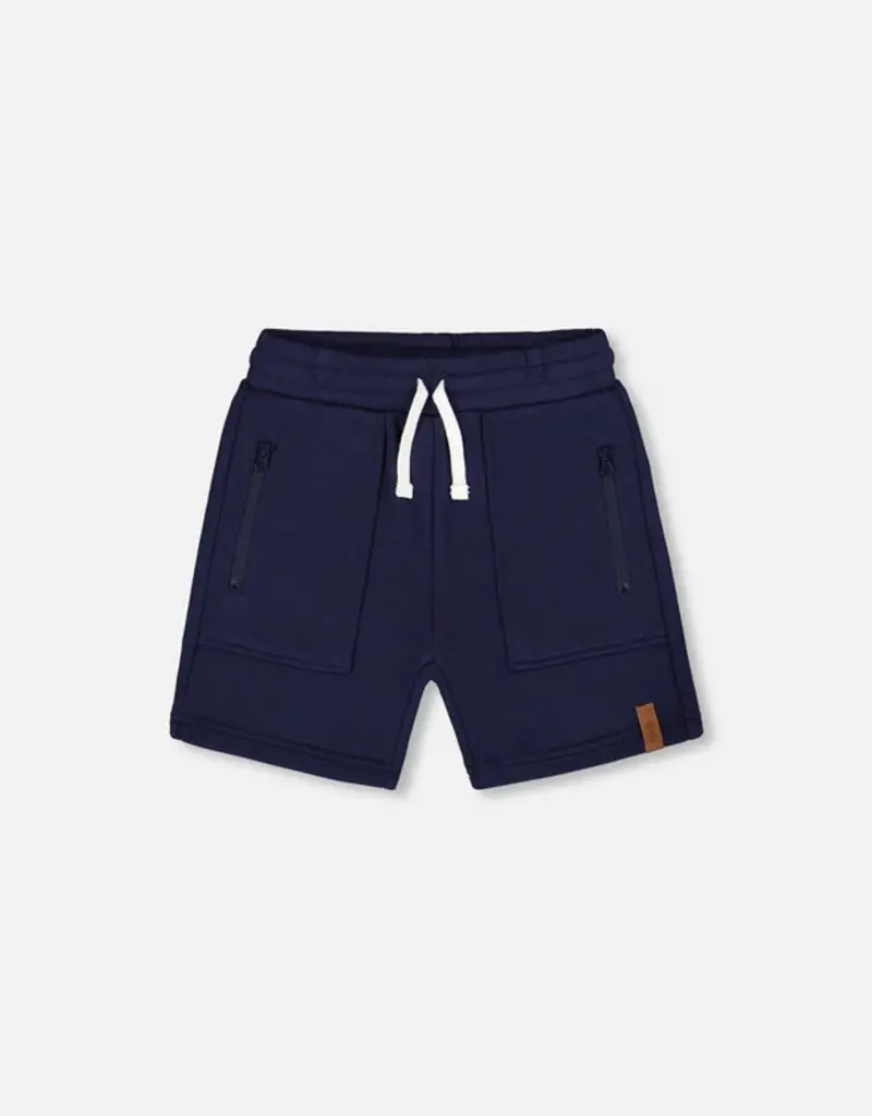 Deux par Deux French Terry Navy Shorts w/Zipper Pockets