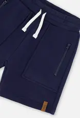 Deux par Deux French Terry Navy Shorts w/Zipper Pockets