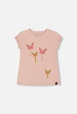 Deux par Deux Seashell Pink Top w/Butterfly Applique