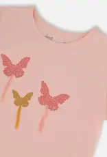 Deux par Deux Seashell Pink Top w/Butterfly Applique