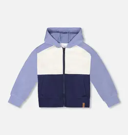 Deux par Deux French Terry Color Block Hooded Zip Up