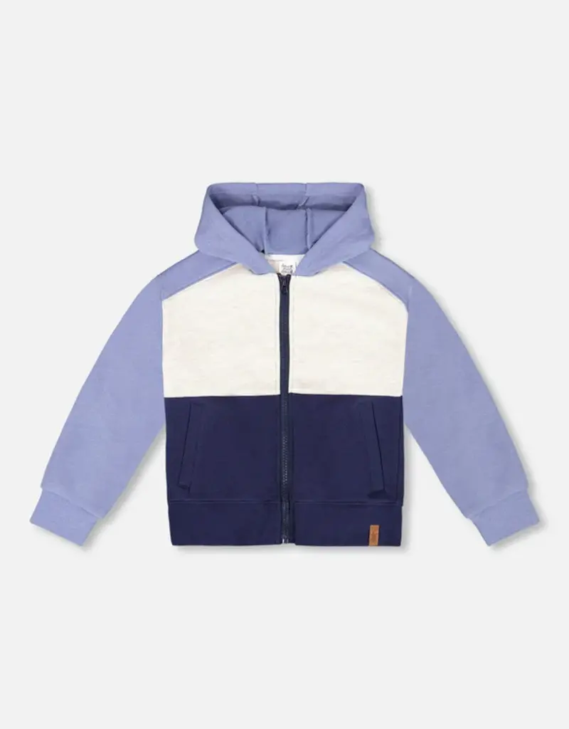 Deux par Deux French Terry Color Block Hooded Zip Up